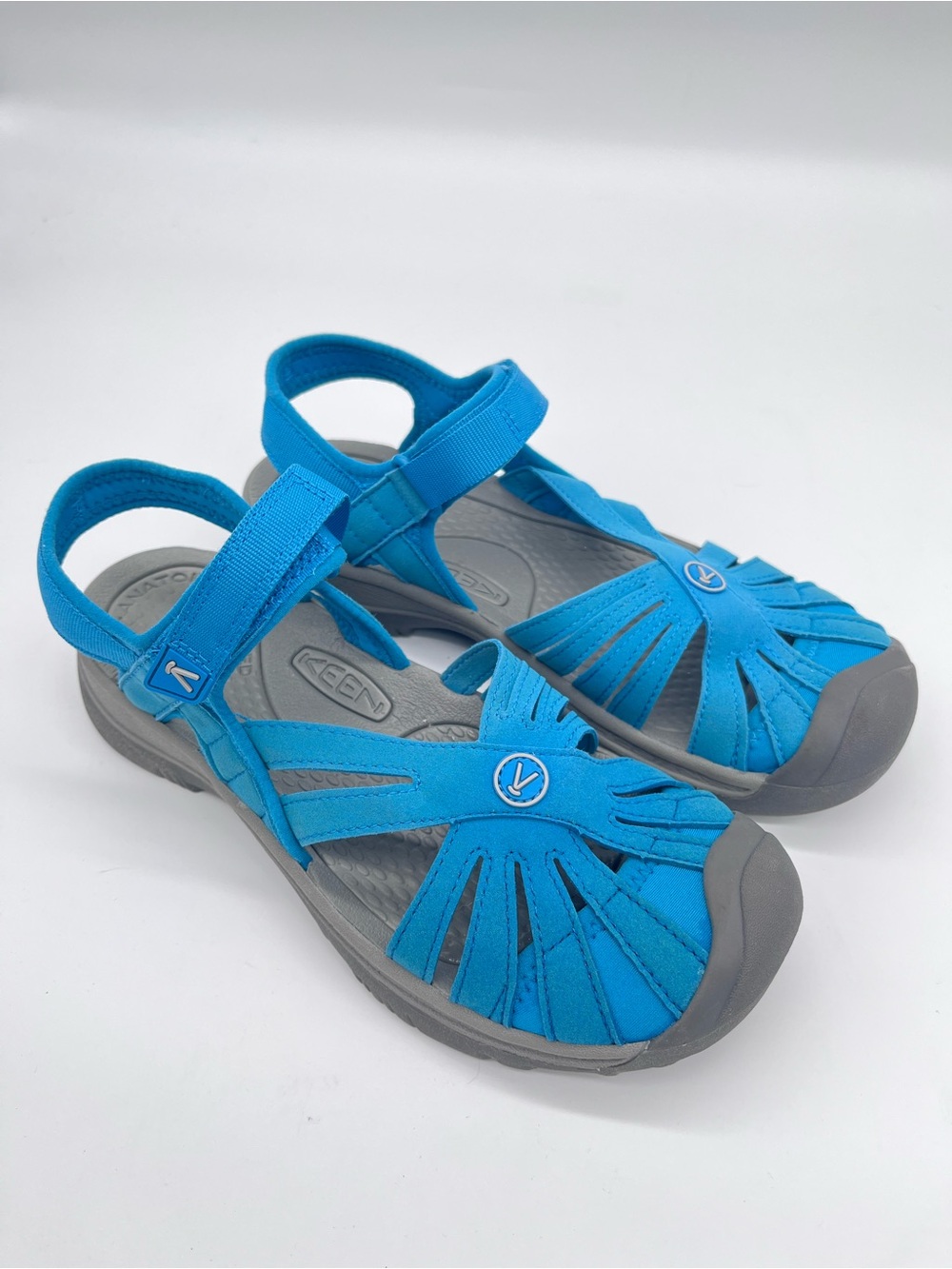 KEEN Rose Closed Toe Sandals Women's 7 Blue Gray Hiking Water Shoes EUC